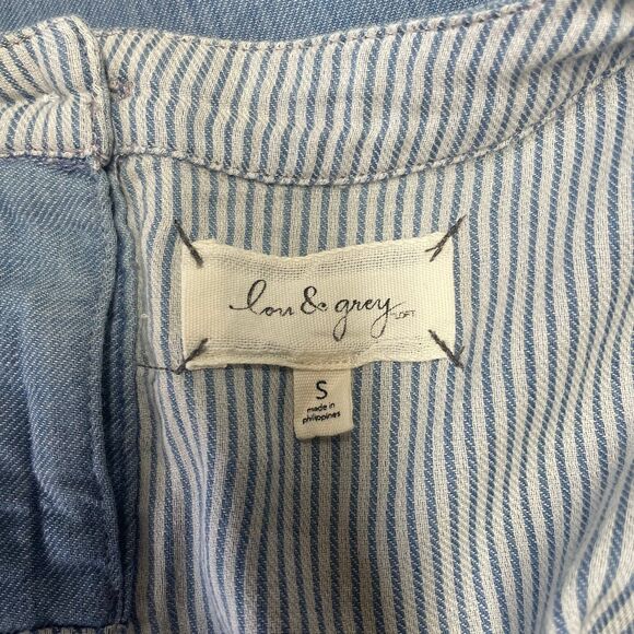 Lou & Grey Chambray Cap Sleeved Shirt Striped Cotton Women's Size Small - Picture 8 of 8
